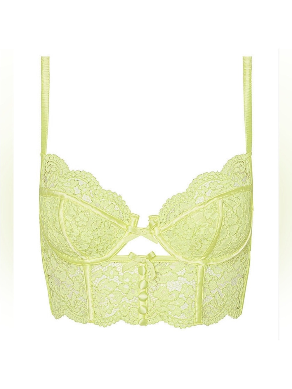 For Love and Lemons lime green Creamsicle lace corset bra